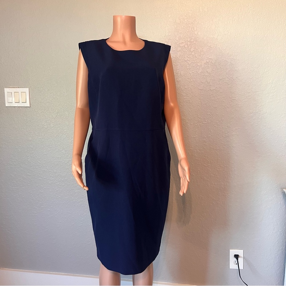 Anne Klein Women Sz 16 Cap Sleeve Sheath Dress w/ Pockets Distant Mount NWT #140